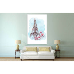 Watercolor illustration with Eiffel Tower №4596 Ready to Hang Canvas PrintCanvas art arrives ready to hang, with hanging accessories included and no additional framing required. Every canvas print is hand-crafted, made on-demand at our workshop and expert