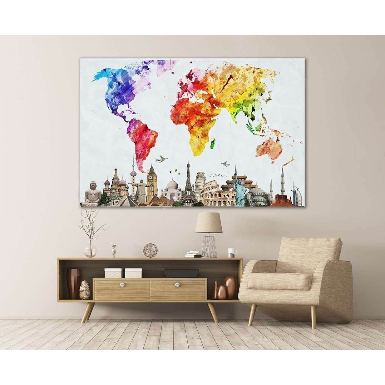 Watercolor World Map №103 Ready to Hang Canvas PrintCanvas art arrives ready to hang, with hanging accessories included and no additional framing required. Every canvas print is hand-crafted, made on-demand at our workshop and expertly stretched around 10