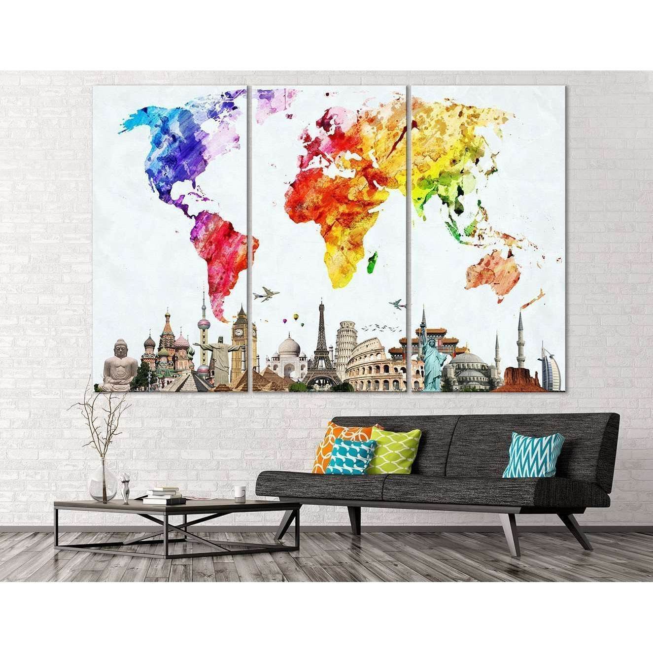 Watercolor World Map №103 Ready to Hang Canvas PrintCanvas art arrives ready to hang, with hanging accessories included and no additional framing required. Every canvas print is hand-crafted, made on-demand at our workshop and expertly stretched around 10