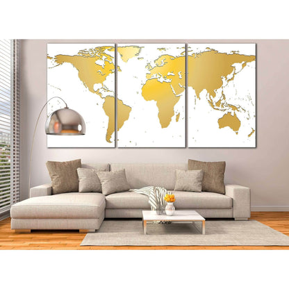 White / Gold World Map №862 Ready to Hang Canvas PrintCanvas art arrives ready to hang, with hanging accessories included and no additional framing required. Every canvas print is hand-crafted, made on-demand at our workshop and expertly stretched around