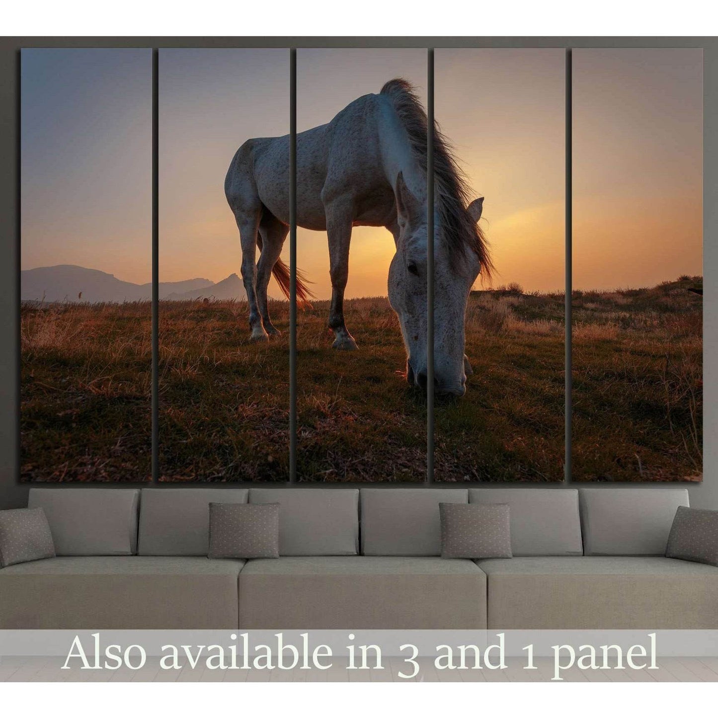 White horse on pasture №1116 Ready to Hang Canvas PrintCanvas art arrives ready to hang, with hanging accessories included and no additional framing required. Every canvas print is hand-crafted, made on-demand at our workshop and expertly stretched around