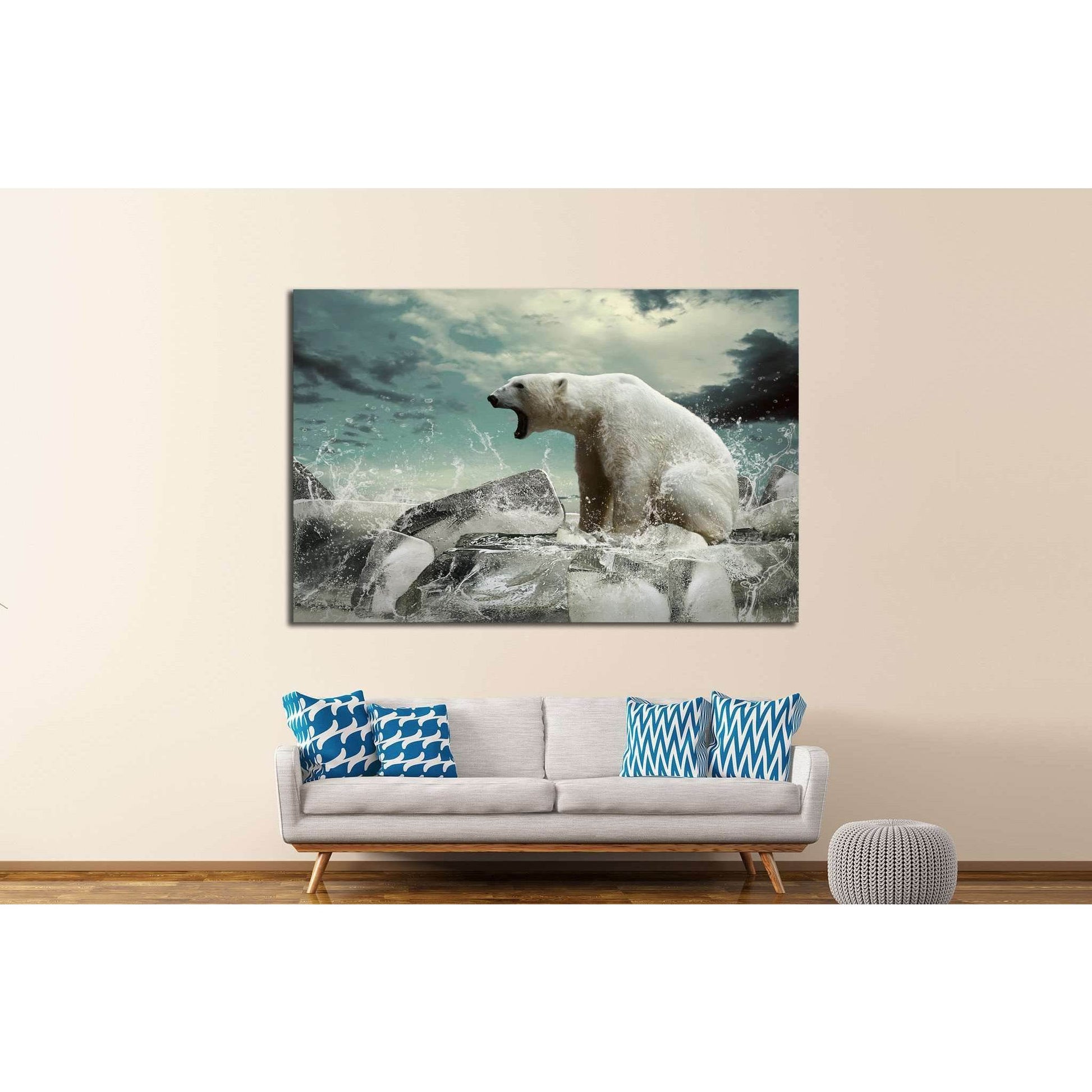 White Polar Bear Hunter on the Ice in water drops №1843 Ready to Hang Canvas PrintCanvas art arrives ready to hang, with hanging accessories included and no additional framing required. Every canvas print is hand-crafted, made on-demand at our workshop an