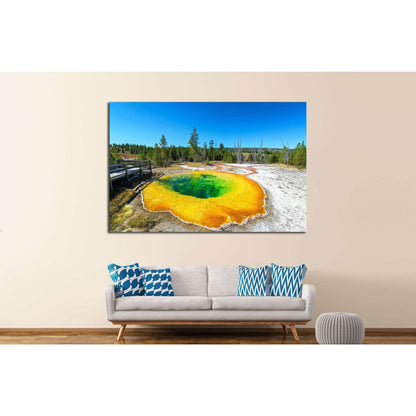 Wide angle view of the Morning Glory Pool in the Upper Geyser Basin in Yellowstone National Park №2005 Ready to Hang Canvas PrintCanvas art arrives ready to hang, with hanging accessories included and no additional framing required. Every canvas print is