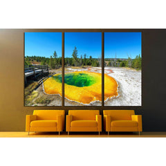 Wide angle view of the Morning Glory Pool in the Upper Geyser Basin in Yellowstone National Park №2005 Ready to Hang Canvas PrintCanvas art arrives ready to hang, with hanging accessories included and no additional framing required. Every canvas print is