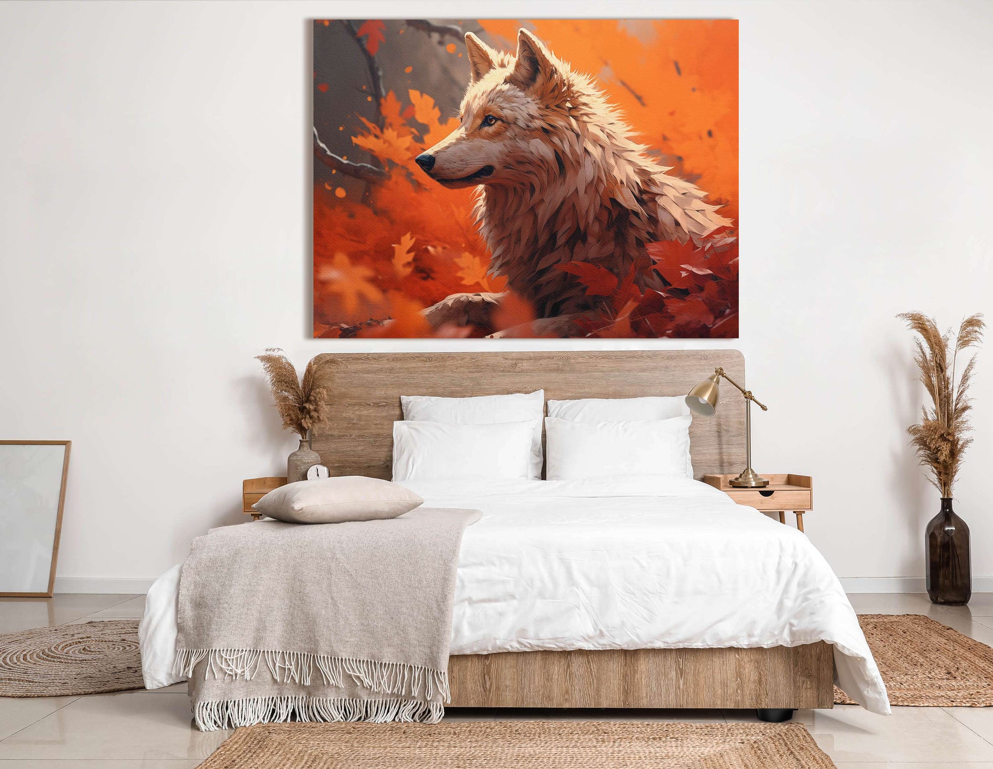 Wild Wolf Amidst Autumn Leaves - Canvas Print - Artoholica Ready to Hang Canvas Print