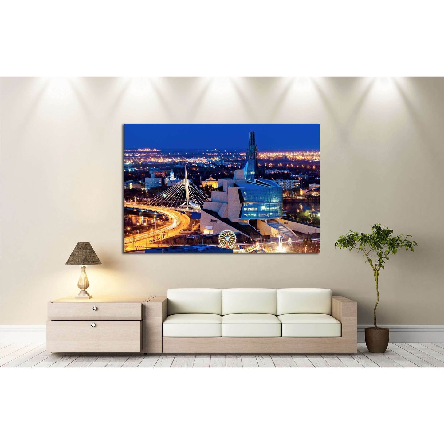 Winnipeg panorama at sunset. Winnipeg, Manitoba, Canada №2176 Ready to Hang Canvas PrintCanvas art arrives ready to hang, with hanging accessories included and no additional framing required. Every canvas print is hand-crafted, made on-demand at our works