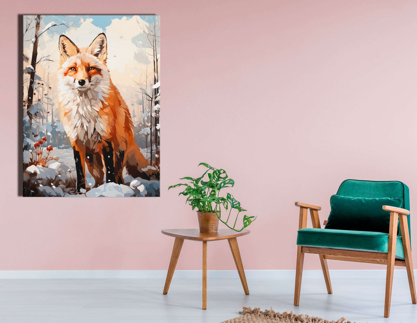 Winter Fox in a Snowy Forest - Canvas Print - Artoholica Ready to Hang Canvas Print