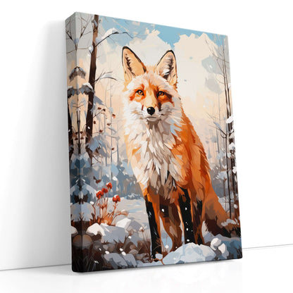 Winter Fox in a Snowy Forest - Canvas Print - Artoholica Ready to Hang Canvas Print