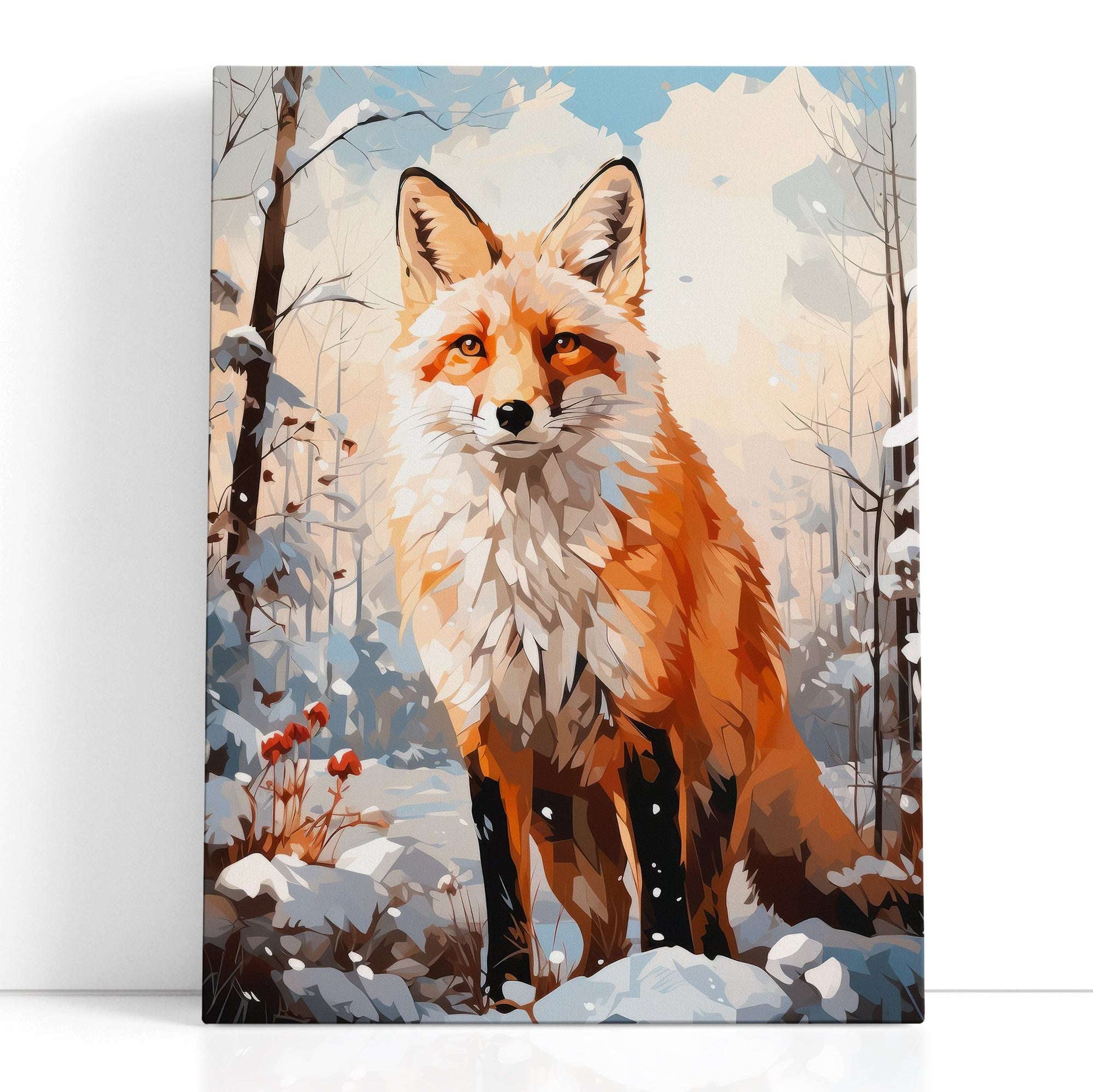 Winter Fox in a Snowy Forest - Canvas Print - Artoholica Ready to Hang Canvas Print