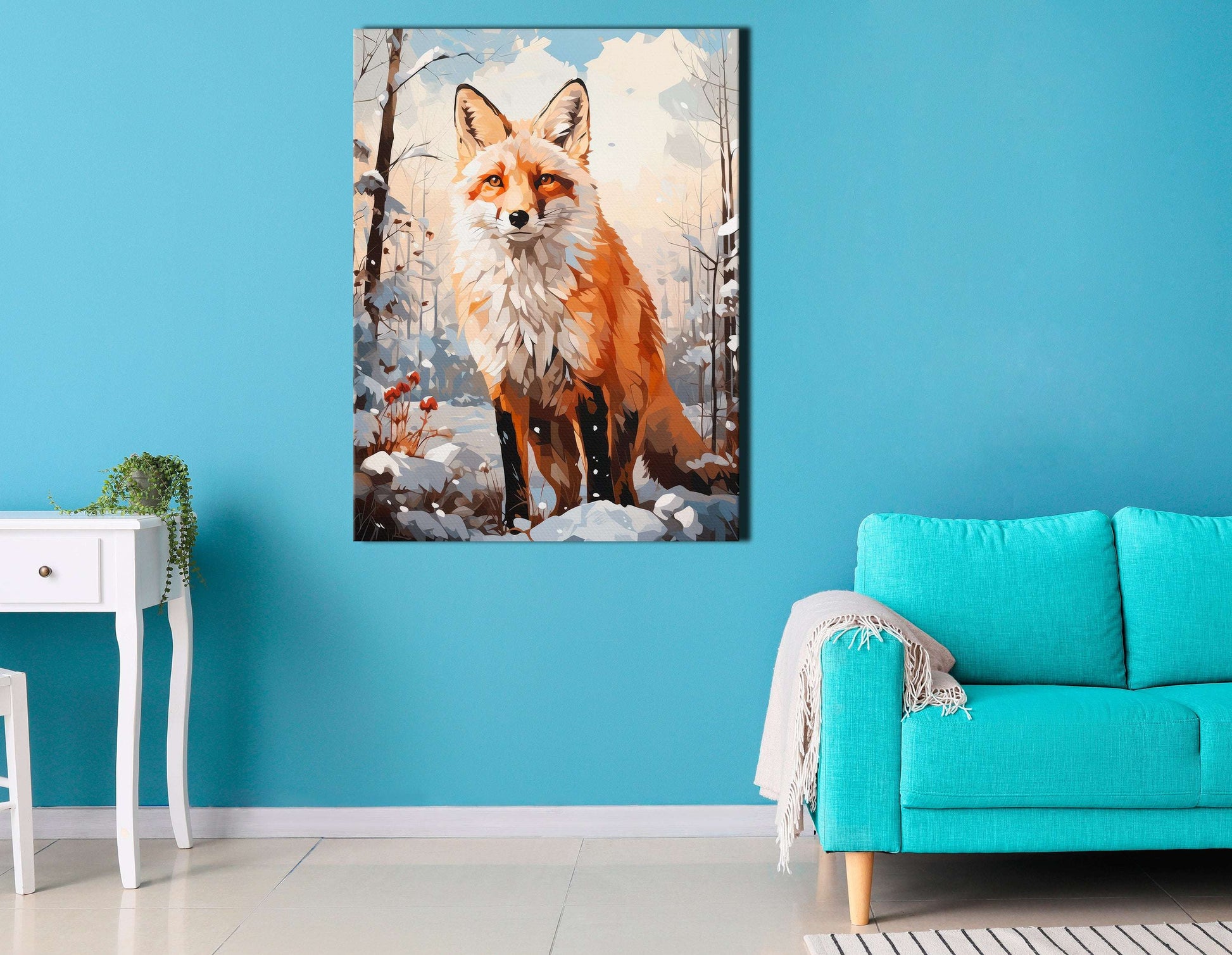 Winter Fox in a Snowy Forest - Canvas Print - Artoholica Ready to Hang Canvas Print