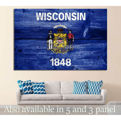 Wisconsin State Flag №697 Ready to Hang Canvas PrintCanvas art arrives ready to hang, with hanging accessories included and no additional framing required. Every canvas print is hand-crafted, made on-demand at our workshop and expertly stretched around 10