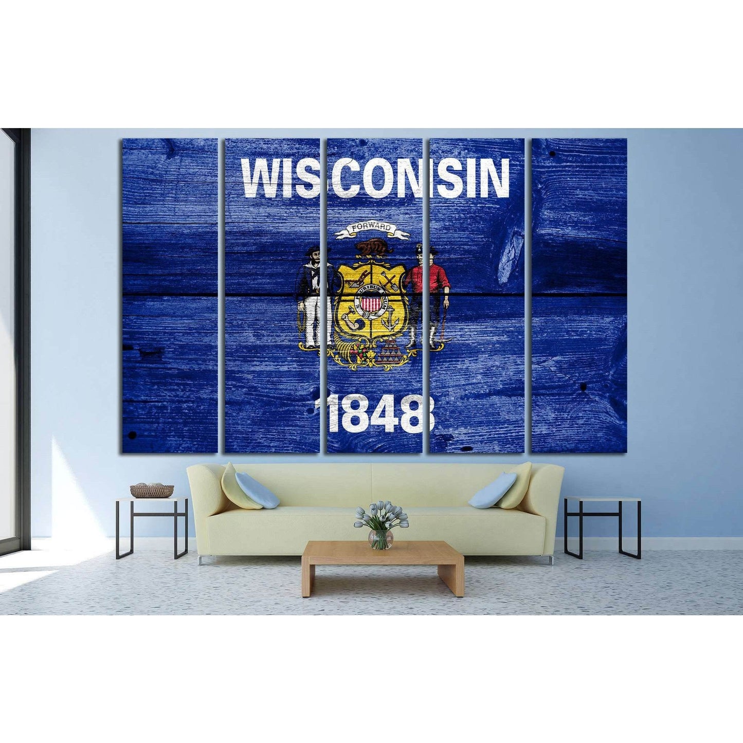 Wisconsin State Flag №697 Ready to Hang Canvas PrintCanvas art arrives ready to hang, with hanging accessories included and no additional framing required. Every canvas print is hand-crafted, made on-demand at our workshop and expertly stretched around 10