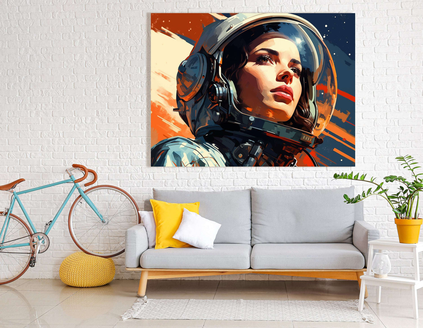 Woman Astronaut Against Starry Sky - Canvas Print - Artoholica Ready to Hang Canvas Print