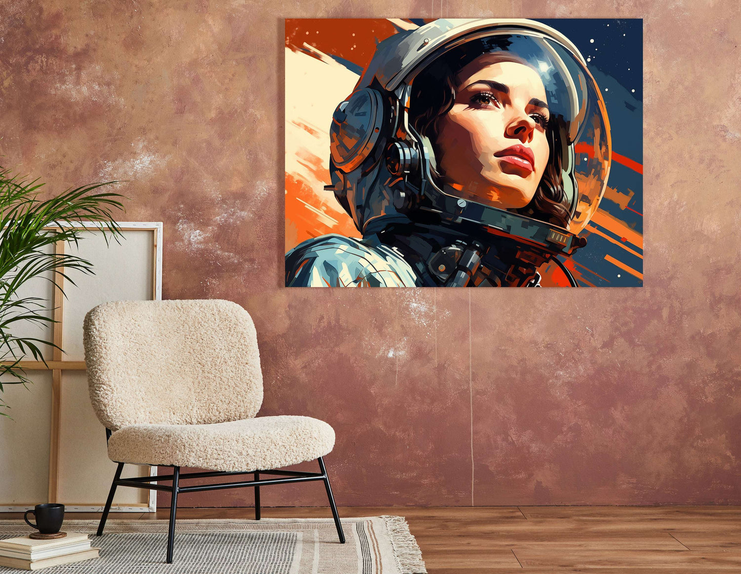 Woman Astronaut Against Starry Sky - Canvas Print - Artoholica Ready to Hang Canvas Print