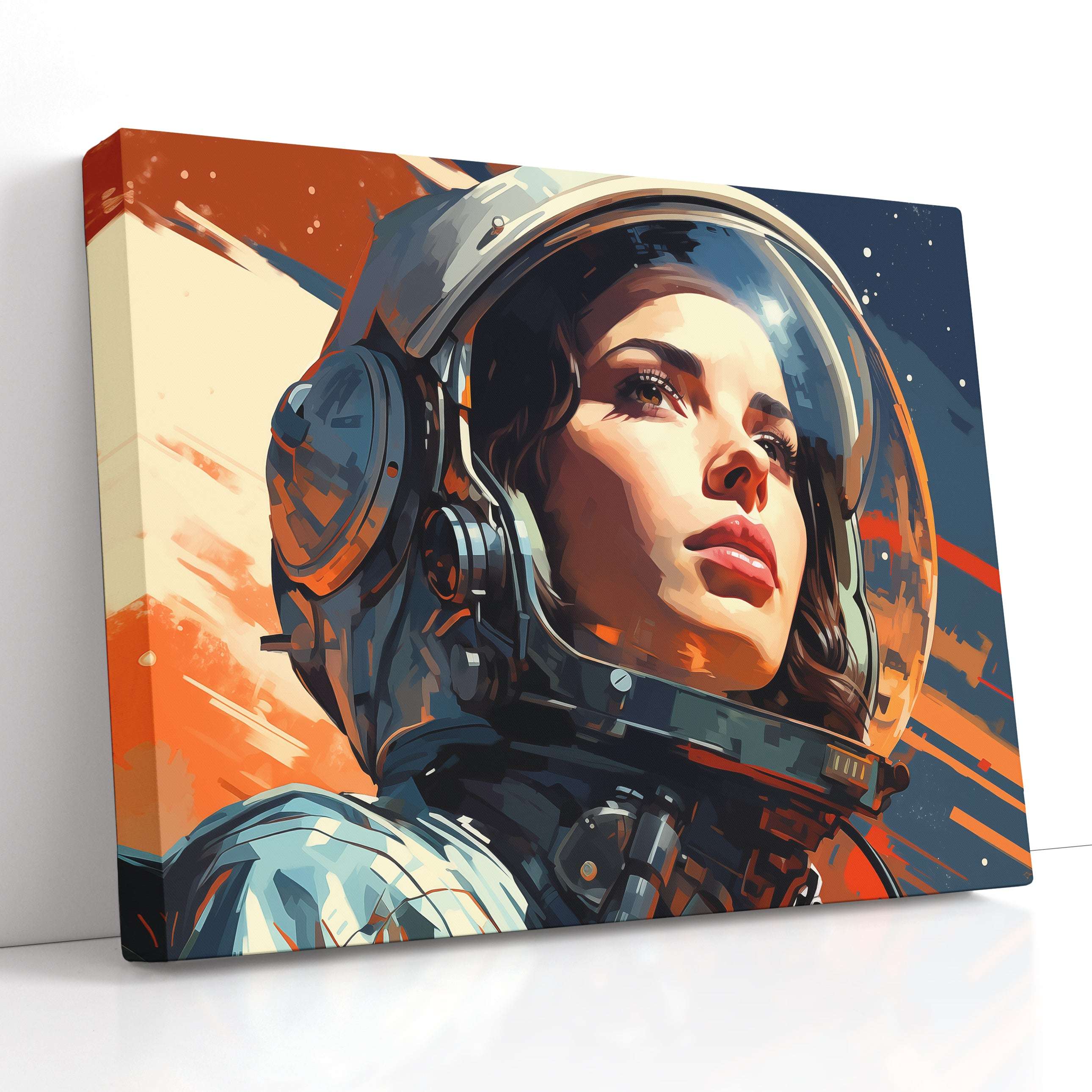 Woman Astronaut Against Starry Sky - Canvas Print - Artoholica Ready to Hang Canvas Print