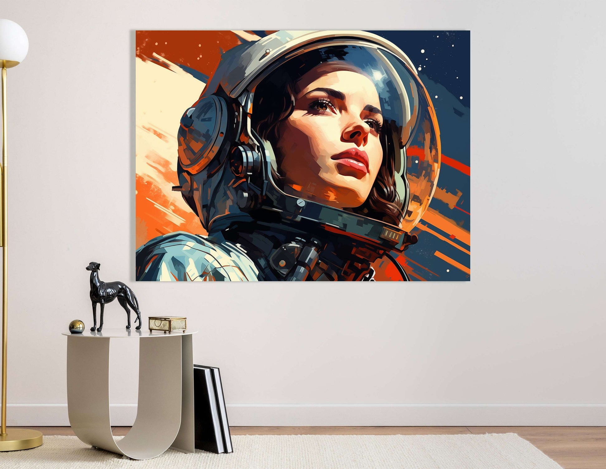 Woman Astronaut Against Starry Sky - Canvas Print - Artoholica Ready to Hang Canvas Print