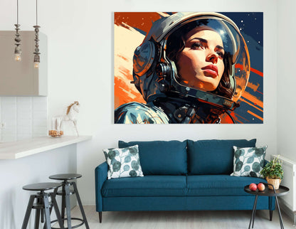 Woman Astronaut Against Starry Sky - Canvas Print - Artoholica Ready to Hang Canvas Print