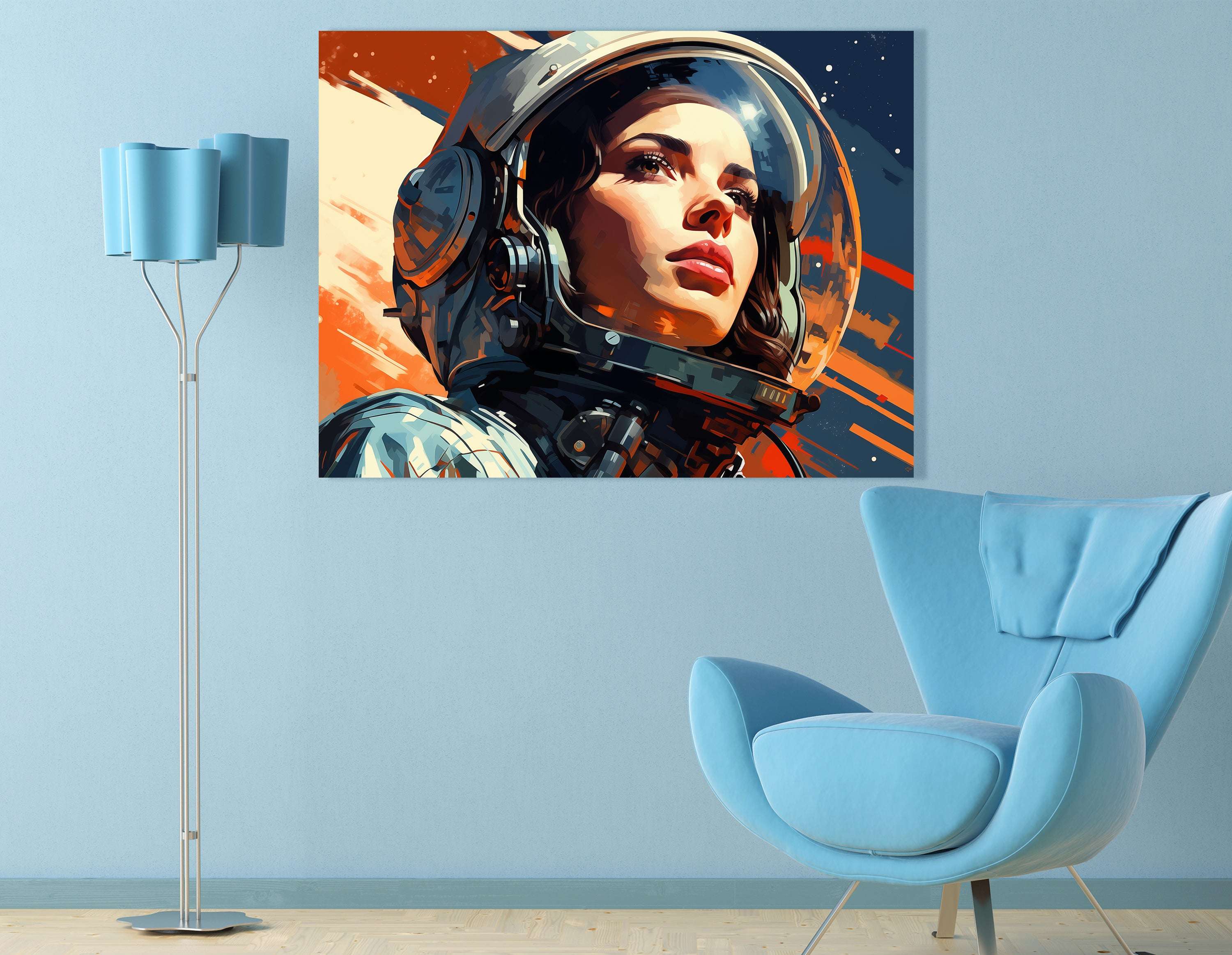 Woman Astronaut Against Starry Sky - Canvas Print - Artoholica Ready to Hang Canvas Print