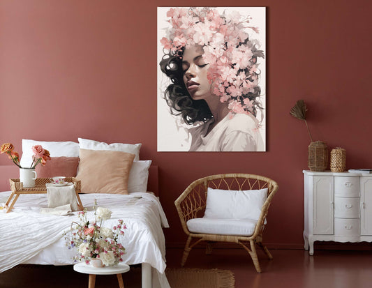 Woman in Cherry Blossoms - Canvas Print - Artoholica Ready to Hang Canvas Print