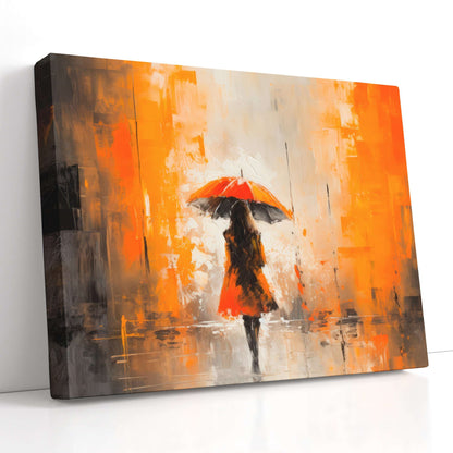 Woman with Umbrella under the Rain - Canvas Print - Artoholica Ready to Hang Canvas Print