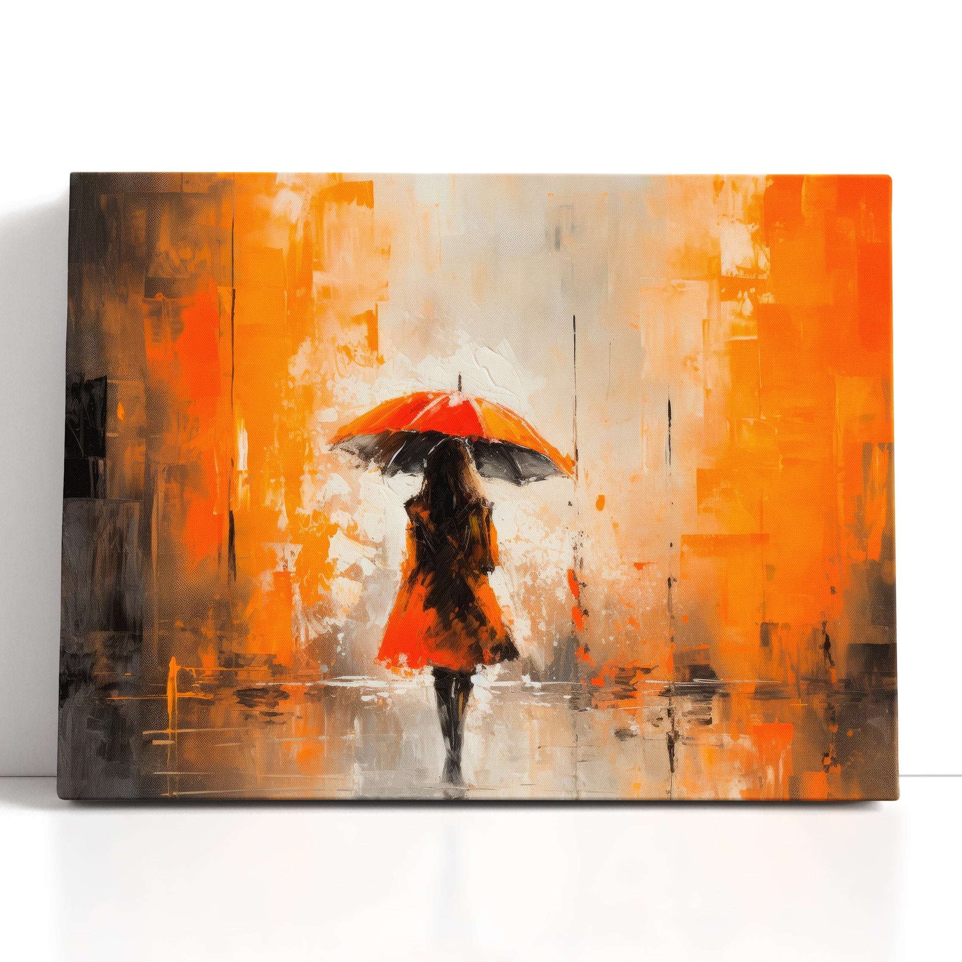 Woman with Umbrella under the Rain - Canvas Print - Artoholica Ready to Hang Canvas Print