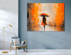 Woman with Umbrella under the Rain - Canvas Print - Artoholica Ready to Hang Canvas Print