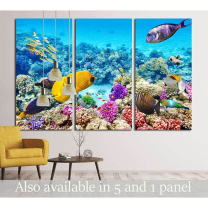 Wonderful and beautiful underwater world with corals and tropical fish №3066 Ready to Hang Canvas PrintCanvas art arrives ready to hang, with hanging accessories included and no additional framing required. Every canvas print is hand-crafted, made on-dema