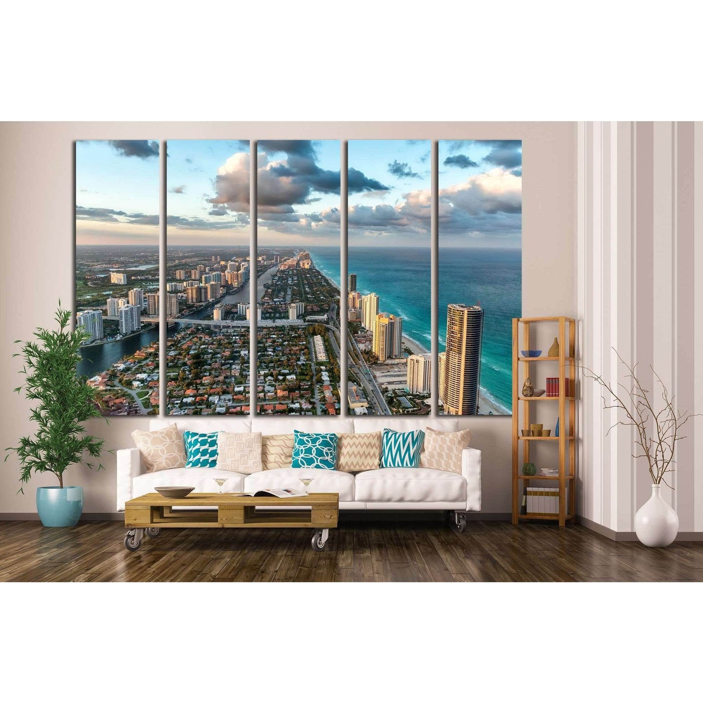 Wonderful skyline of Miami at sunset №1219 Ready to Hang Canvas PrintCanvas art arrives ready to hang, with hanging accessories included and no additional framing required. Every canvas print is hand-crafted, made on-demand at our workshop and expertly st