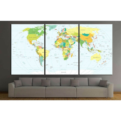 World map №1450 Ready to Hang Canvas PrintCanvas art arrives ready to hang, with hanging accessories included and no additional framing required. Every canvas print is hand-crafted, made on-demand at our workshop and expertly stretched around 100% North A