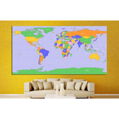 World map №1454 Ready to Hang Canvas PrintCanvas art arrives ready to hang, with hanging accessories included and no additional framing required. Every canvas print is hand-crafted, made on-demand at our workshop and expertly stretched around 100% North A