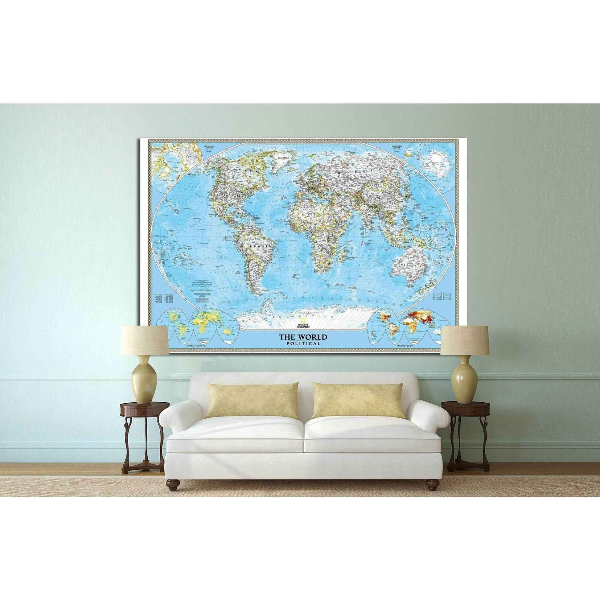 World Map №1496 Ready to Hang Canvas PrintCanvas art arrives ready to hang, with hanging accessories included and no additional framing required. Every canvas print is hand-crafted, made on-demand at our workshop and expertly stretched around 100% North A