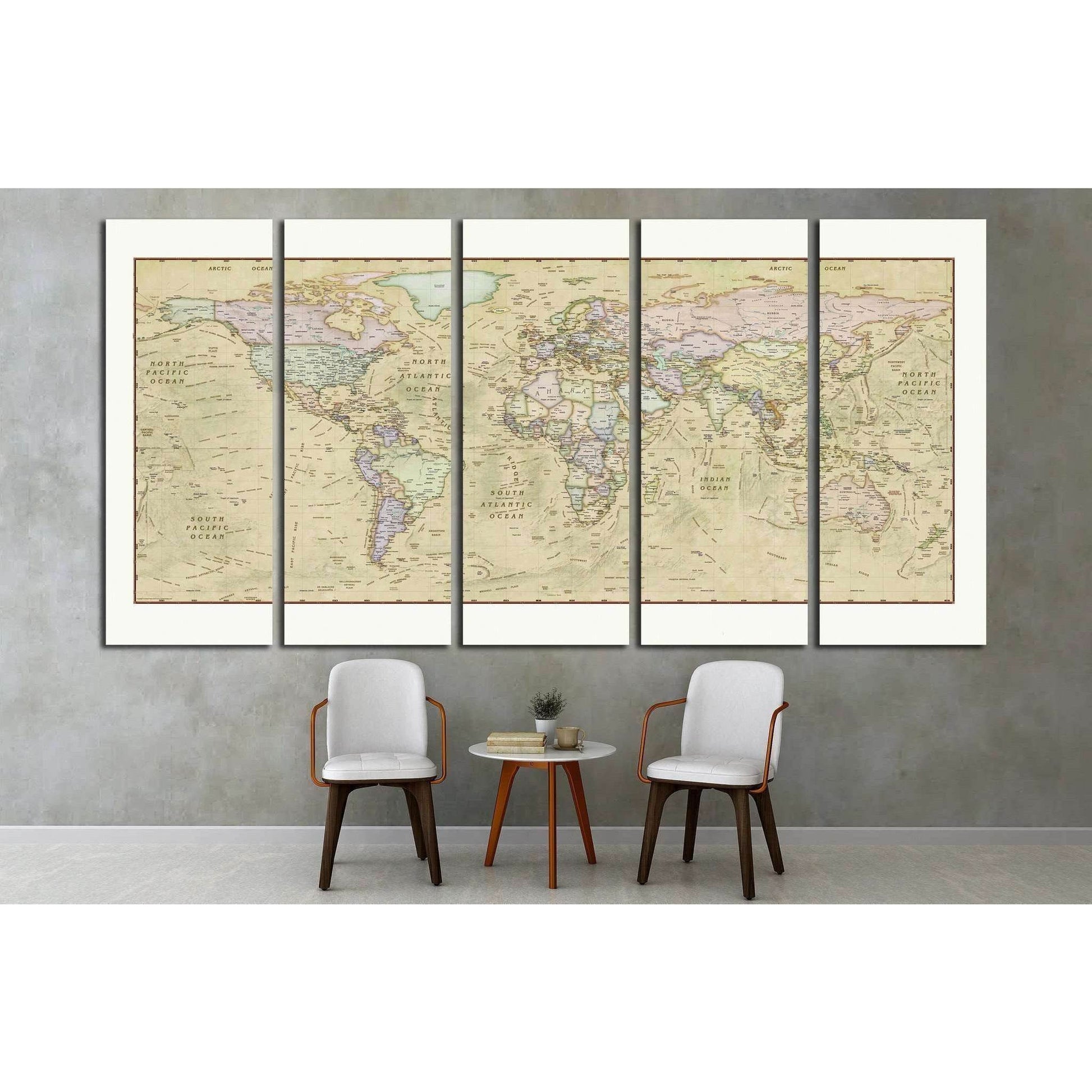 World Map №1501 Ready to Hang Canvas PrintCanvas art arrives ready to hang, with hanging accessories included and no additional framing required. Every canvas print is hand-crafted, made on-demand at our workshop and expertly stretched around 100% North A