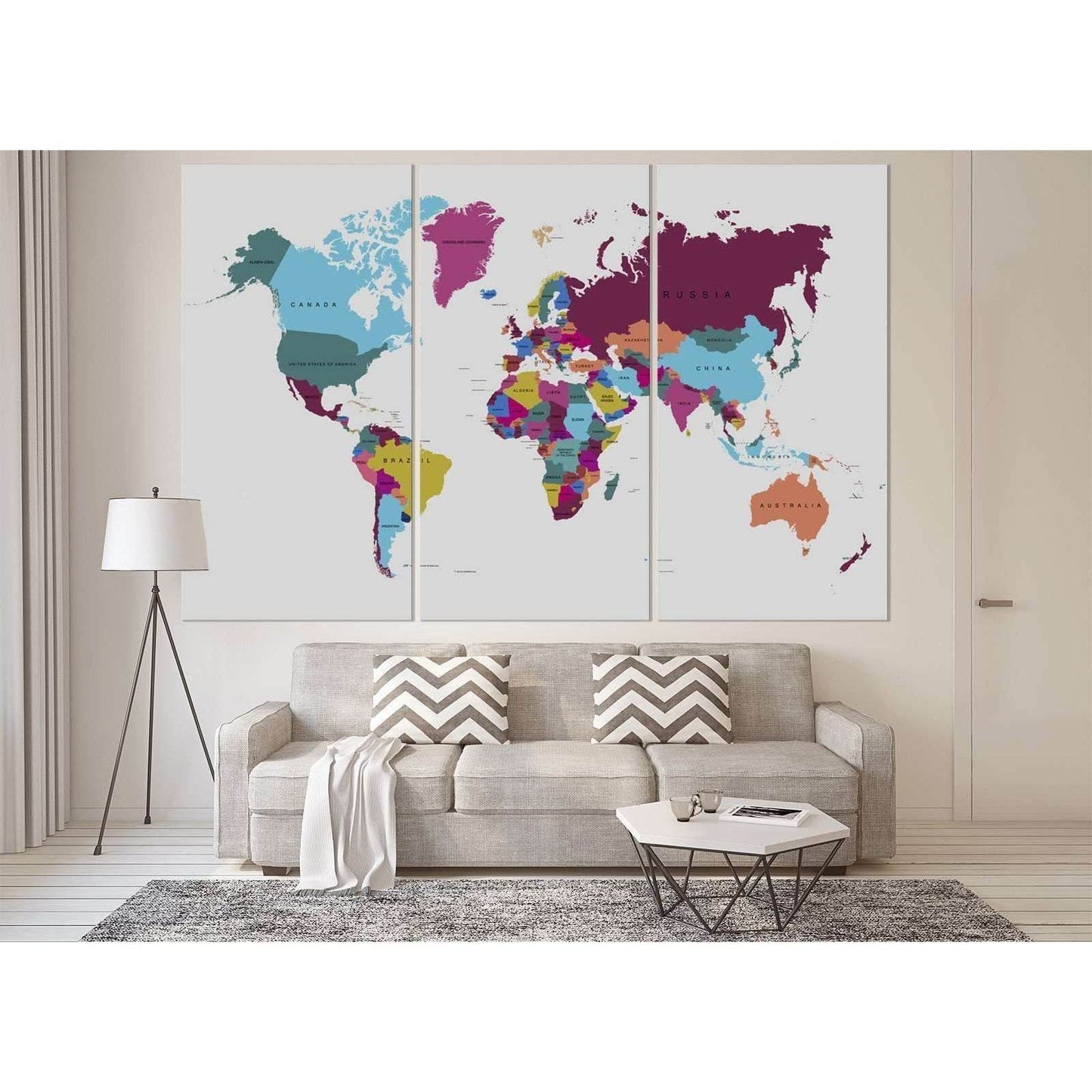 World Map №3000 Ready to Hang Canvas PrintCanvas art arrives ready to hang, with hanging accessories included and no additional framing required. Every canvas print is hand-crafted, made on-demand at our workshop and expertly stretched around 100% North A