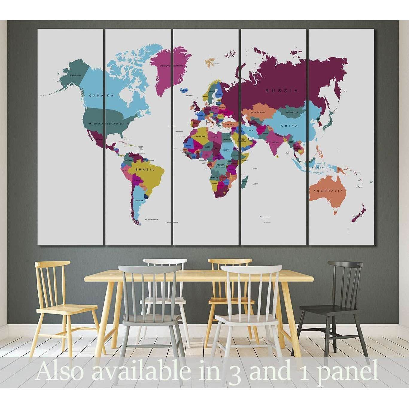 World Map №3000 Ready to Hang Canvas PrintCanvas art arrives ready to hang, with hanging accessories included and no additional framing required. Every canvas print is hand-crafted, made on-demand at our workshop and expertly stretched around 100% North A