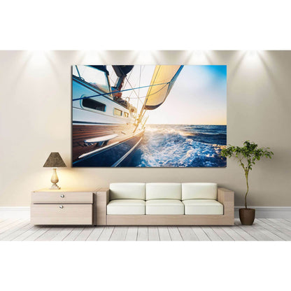 Yach in the Sea Canvas Print - Wall Art for Home & Office DecorCharming yacht wall art printed on thick natural canvas. Great choice to decorate a large wall in an Office or Home interior. Zellart Canvas Prints