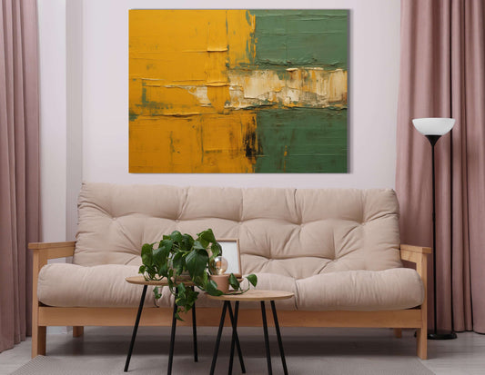 Yellow Bark and Seaweed Green Industrial - Canvas Print - Artoholica Ready to Hang Canvas Print