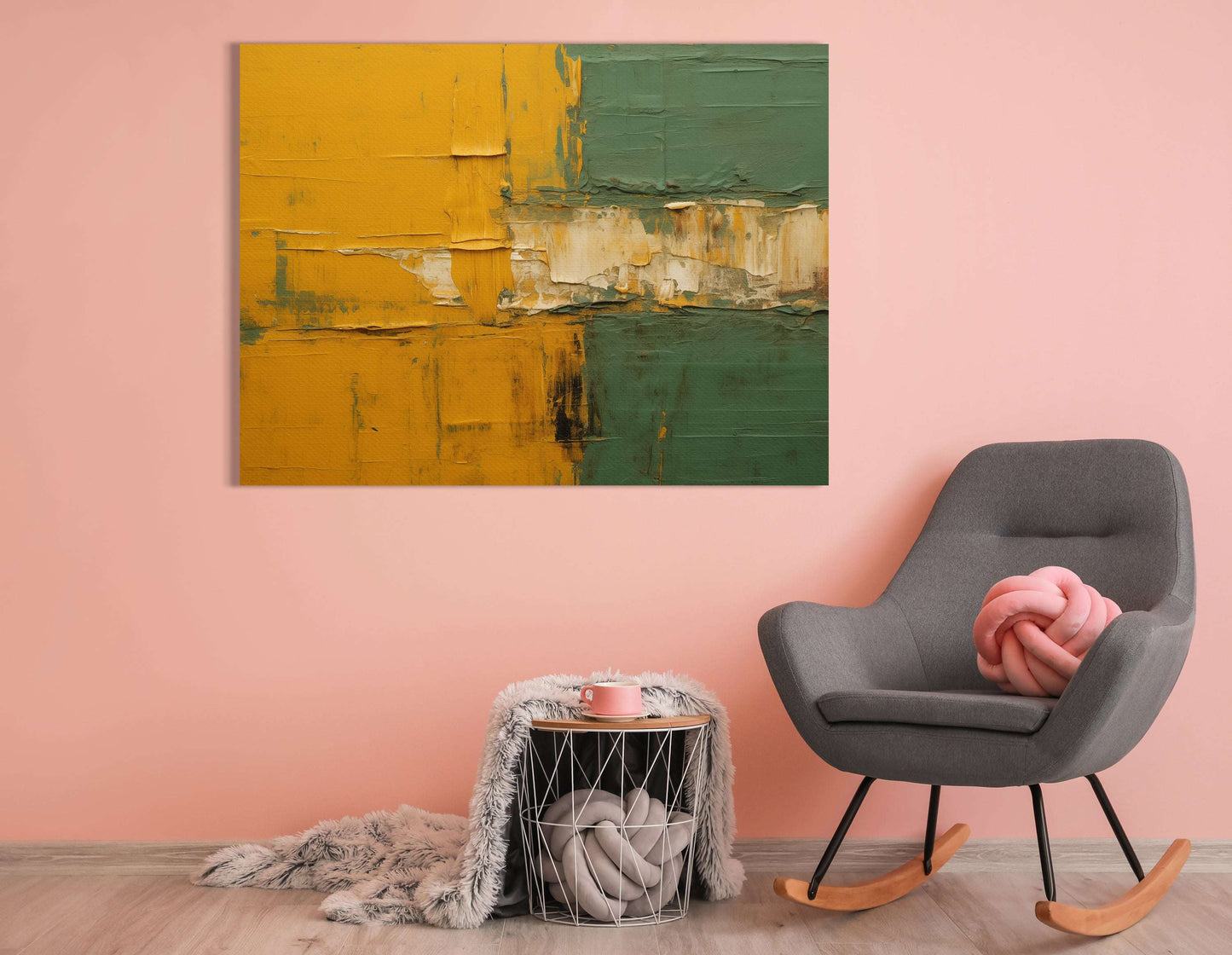 Yellow Bark and Seaweed Green Industrial - Canvas Print - Artoholica Ready to Hang Canvas Print