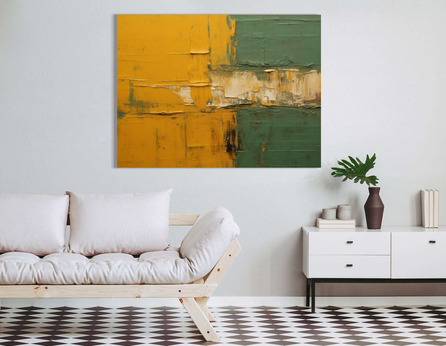 Yellow Bark and Seaweed Green Industrial - Canvas Print - Artoholica Ready to Hang Canvas Print