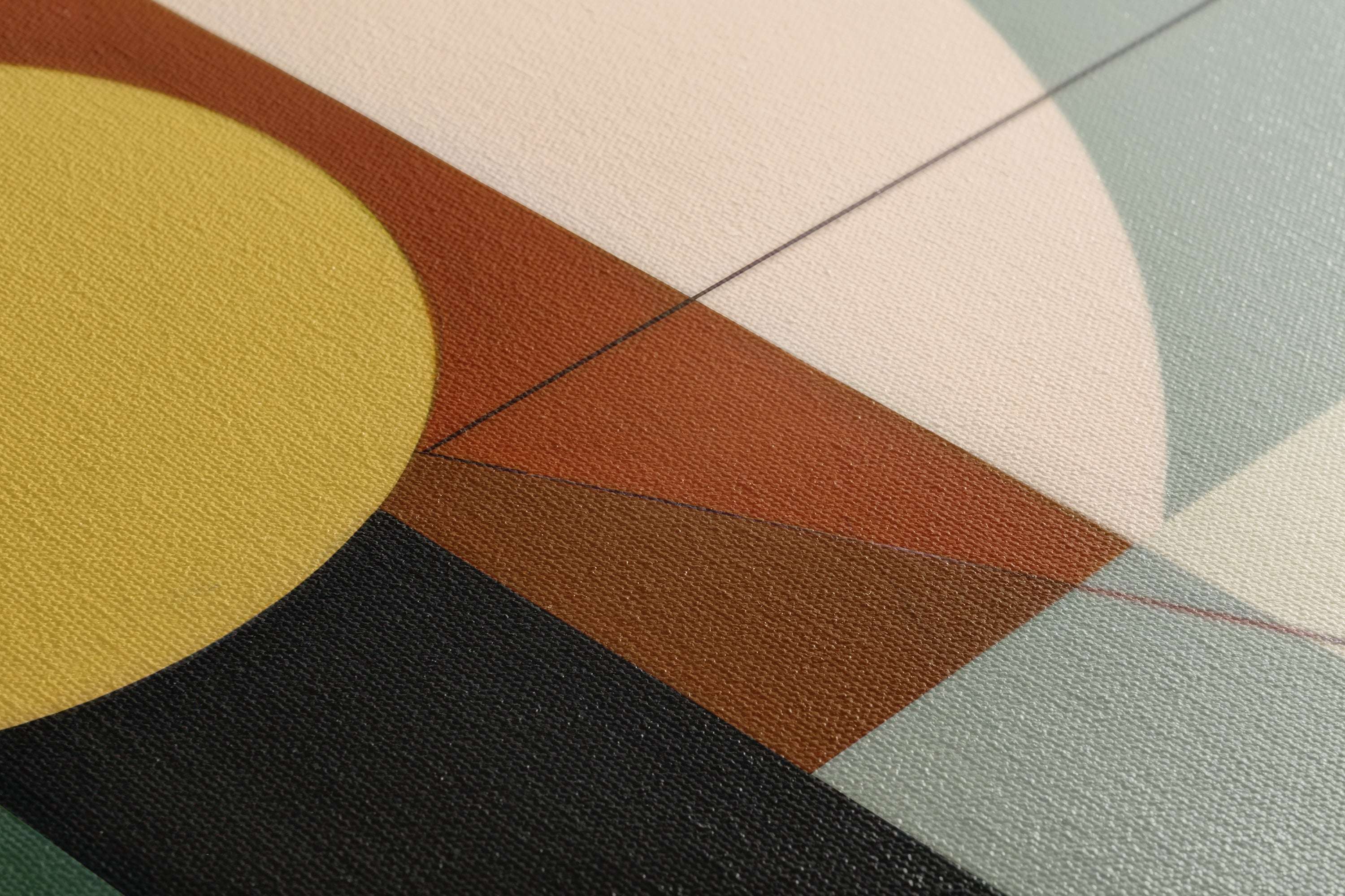 Yellow Circle and Subtle Quadrants - Canvas Print - Artoholica Ready to Hang Canvas Print