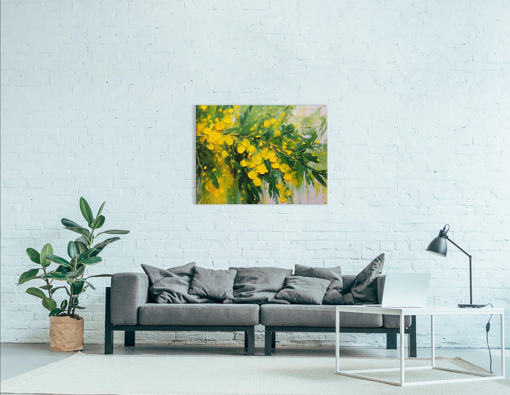 Yellow Mimosa in Full Blossom - Canvas Print - Artoholica Ready to Hang Canvas Print