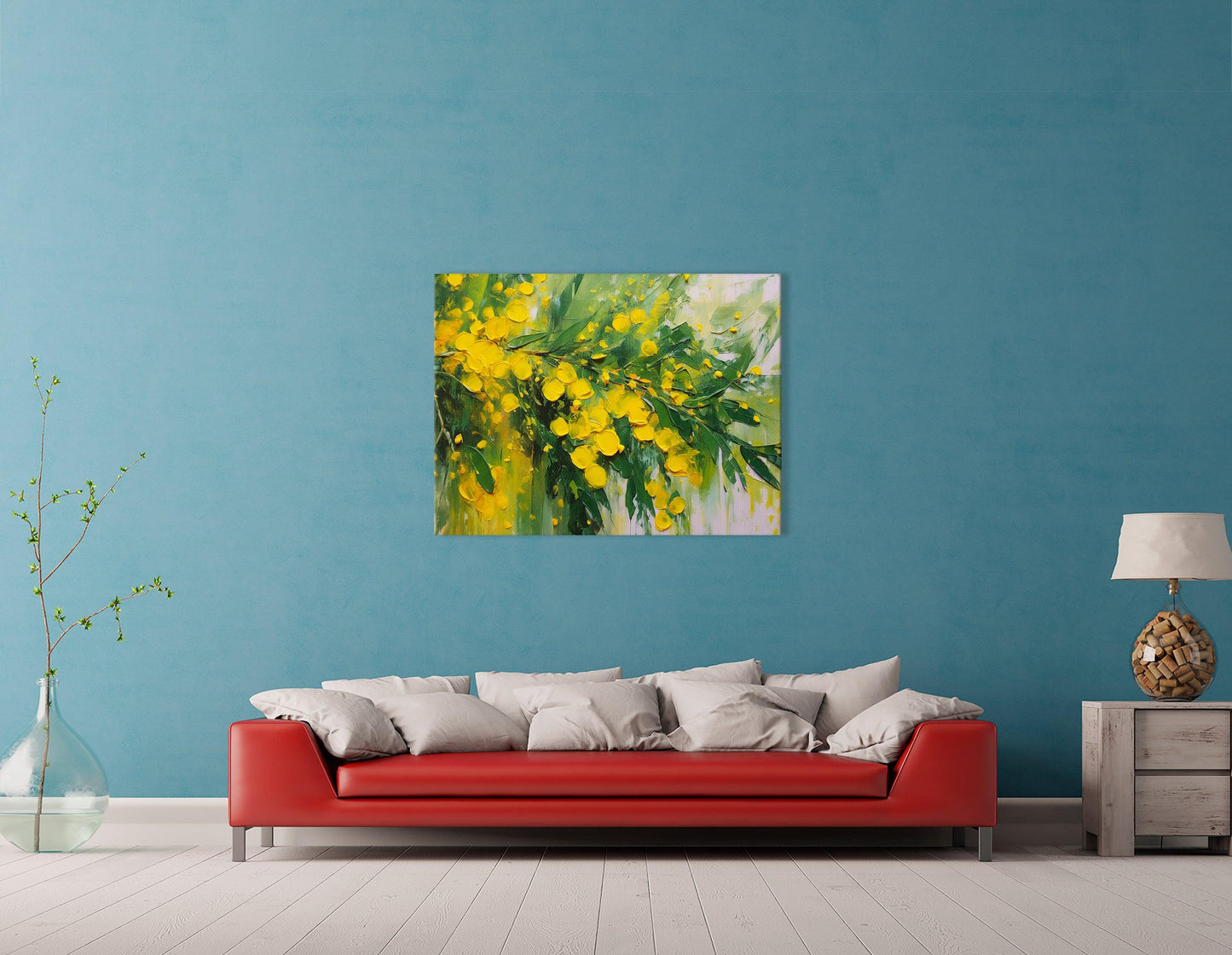 Yellow Mimosa in Full Blossom - Canvas Print - Artoholica Ready to Hang Canvas Print