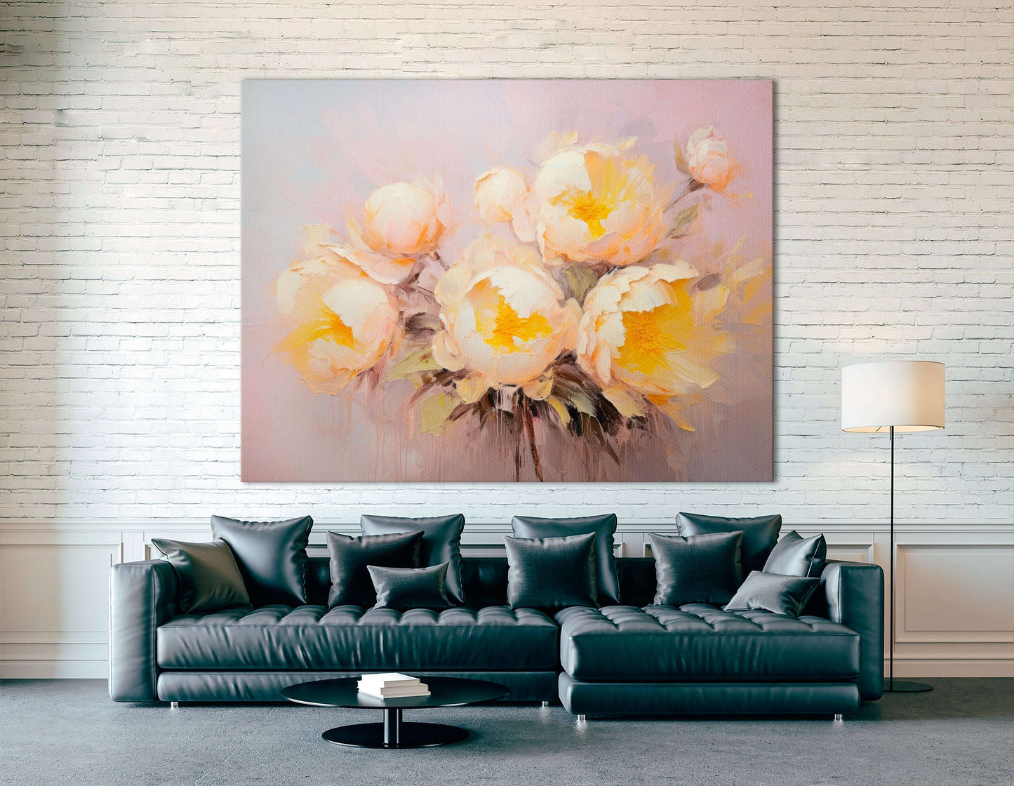 Yellow Peonies on Pink - Canvas Print - Artoholica Ready to Hang Canvas Print