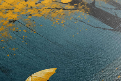 Yellow Umbrella in Rain - Canvas Print - Artoholica Ready to Hang Canvas Print