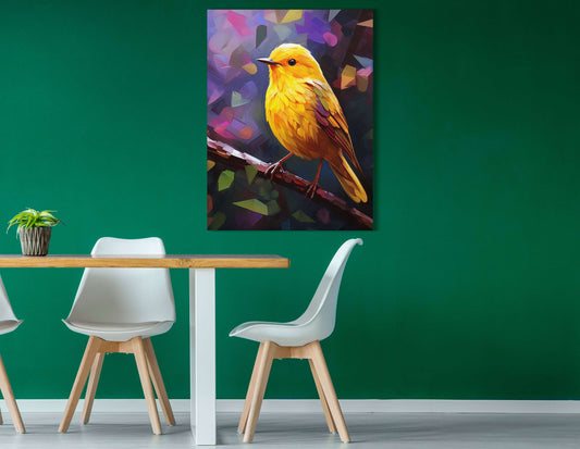 Yellow Warbler in Kaleidoscopic Backdrop - Canvas Print - Artoholica Ready to Hang Canvas Print