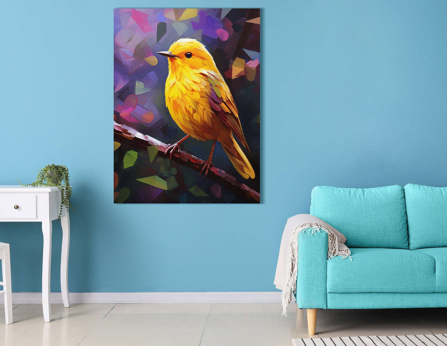 Yellow Warbler in Kaleidoscopic Backdrop - Canvas Print - Artoholica Ready to Hang Canvas Print