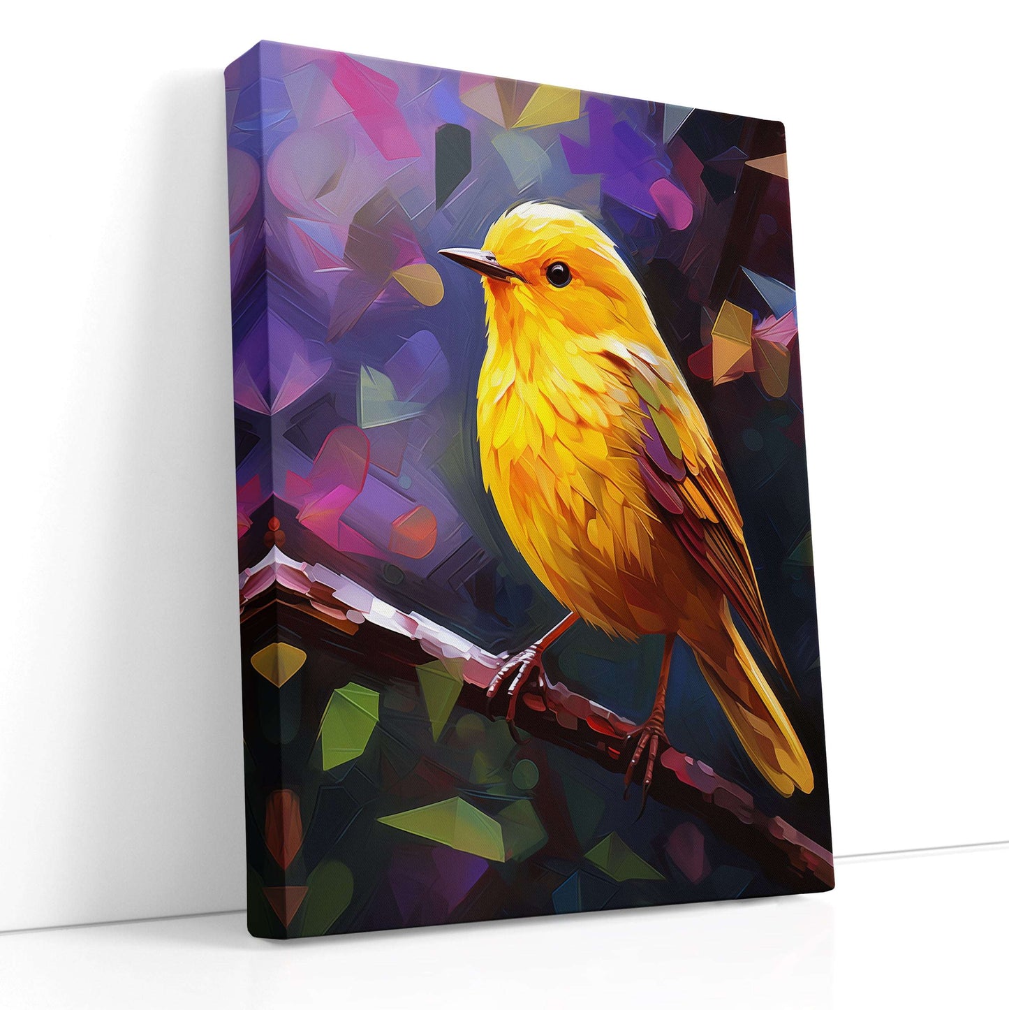 Yellow Warbler in Kaleidoscopic Backdrop - Canvas Print - Artoholica Ready to Hang Canvas Print