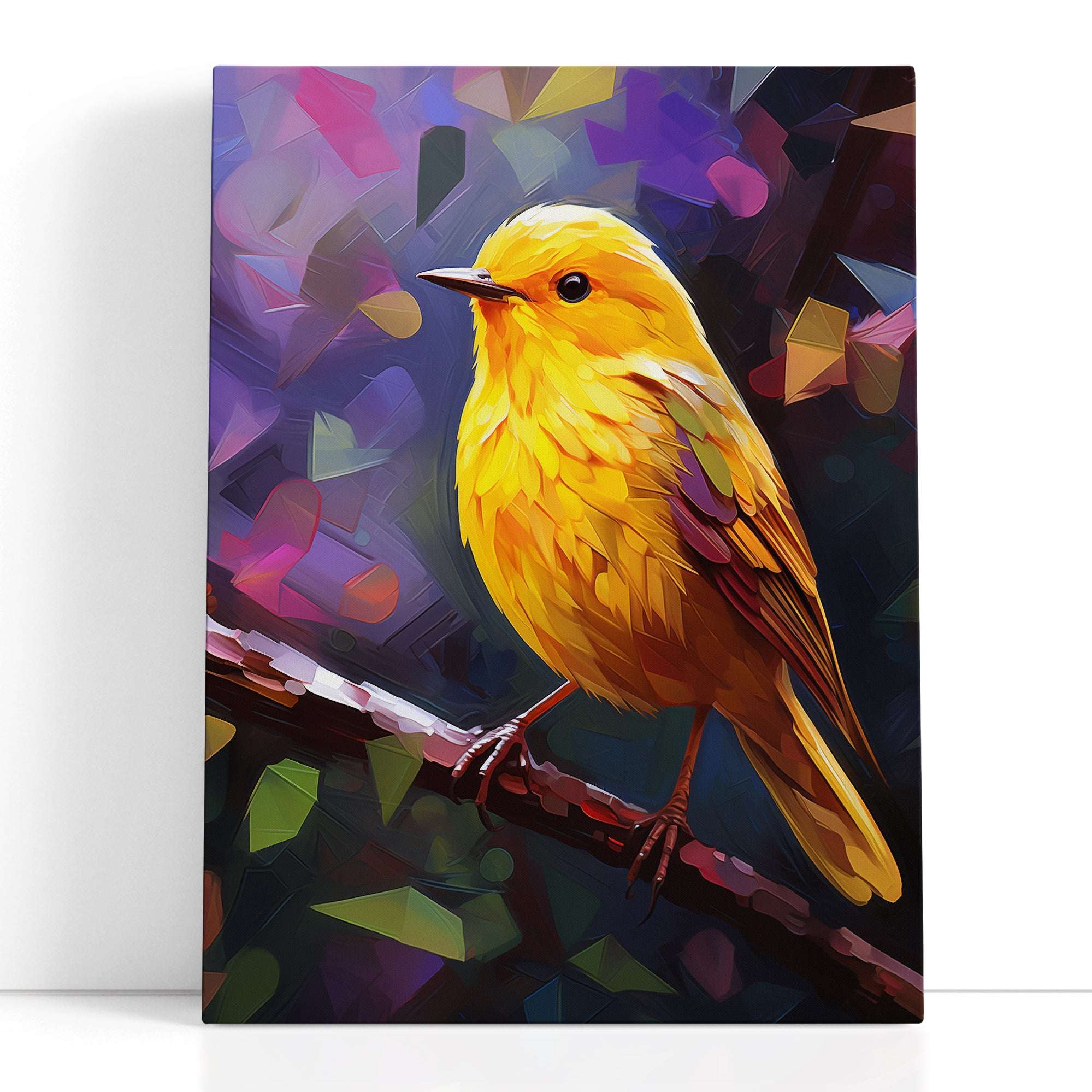 Yellow Warbler in Kaleidoscopic Backdrop - Canvas Print - Artoholica Ready to Hang Canvas Print