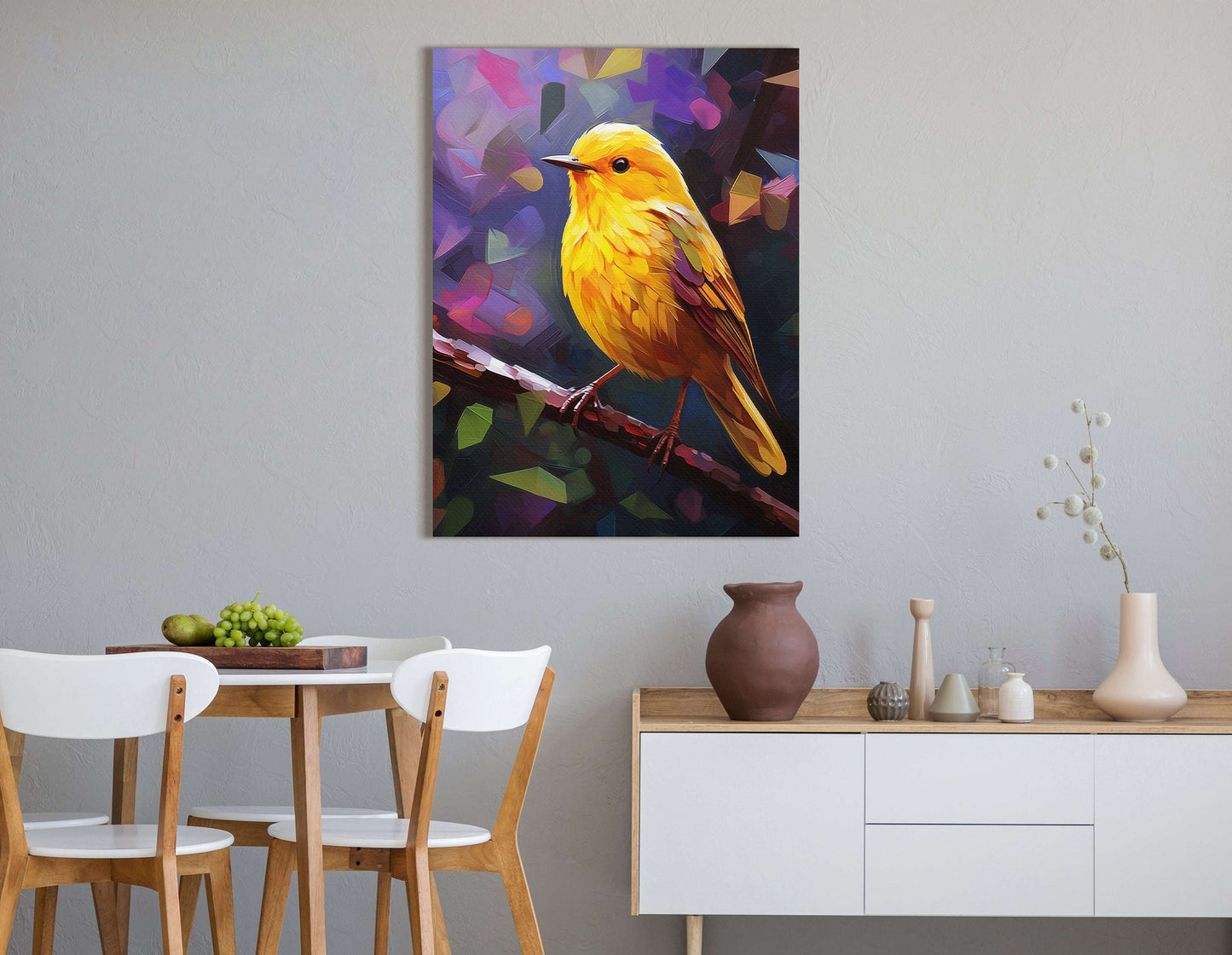 Yellow Warbler in Kaleidoscopic Backdrop - Canvas Print - Artoholica Ready to Hang Canvas Print