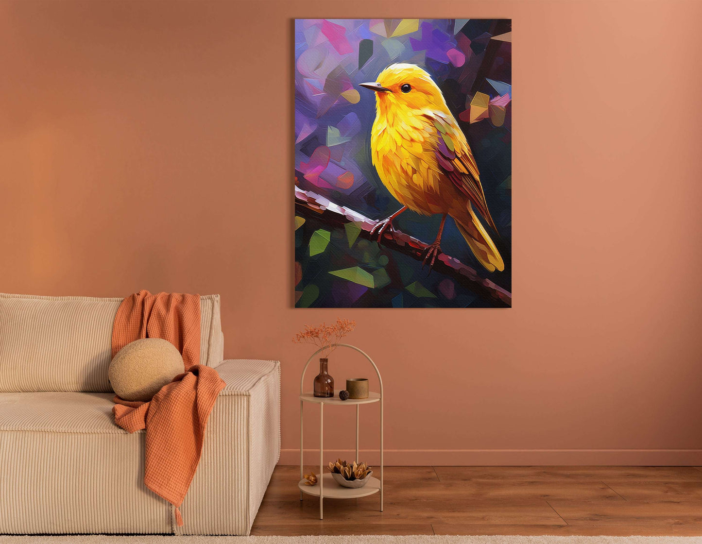 Yellow Warbler in Kaleidoscopic Backdrop - Canvas Print - Artoholica Ready to Hang Canvas Print