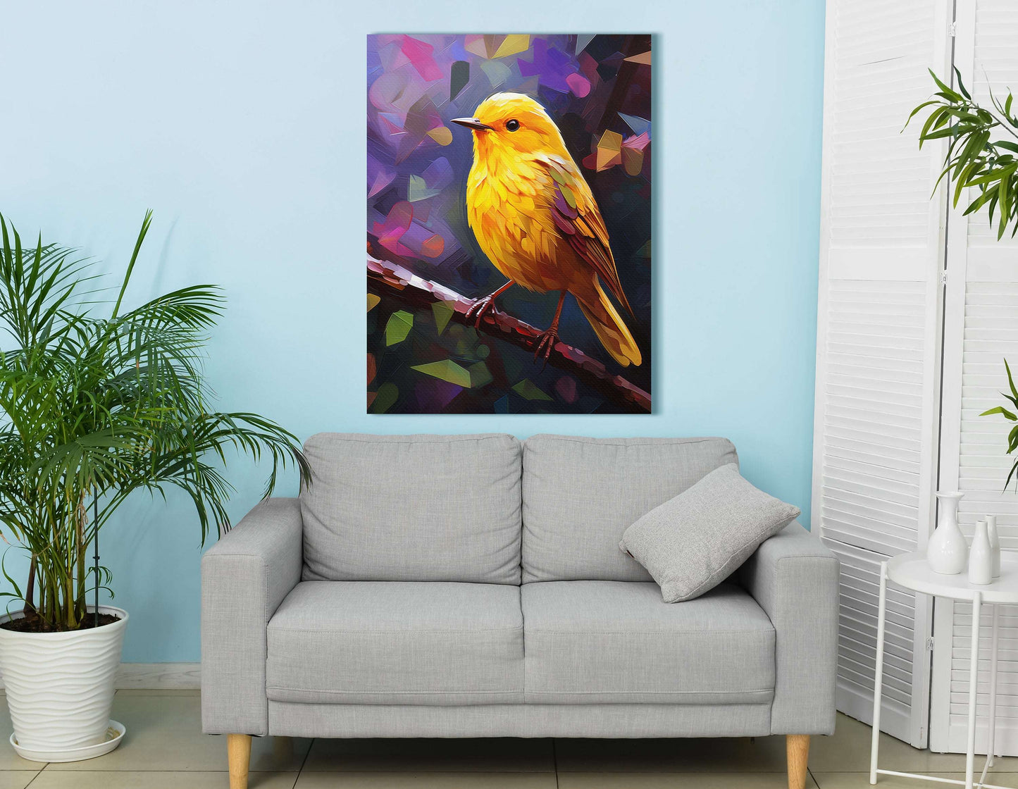 Yellow Warbler in Kaleidoscopic Backdrop - Canvas Print - Artoholica Ready to Hang Canvas Print